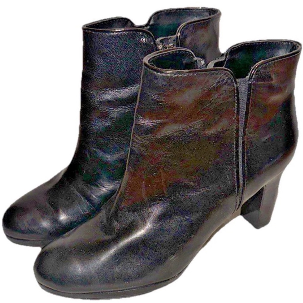 Ralph Lauren Black Leather Ankle Booties 3” heels ladies sz 6.5 B